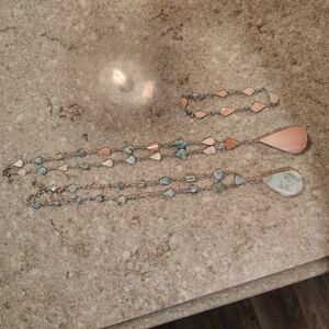 Elegant Silver and Blue And Pink Jewelry Set